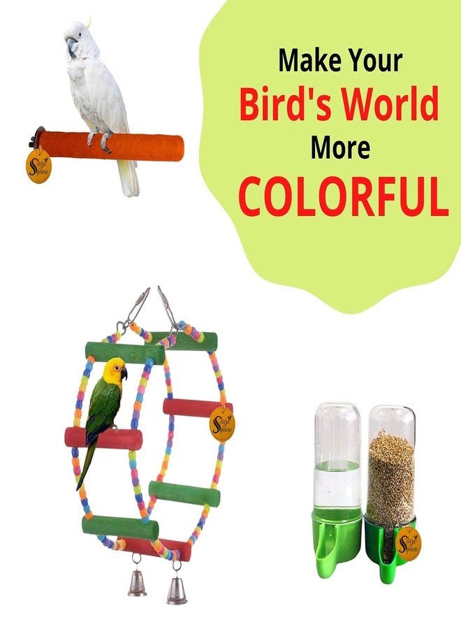 سايج سكوير مجموعة ألعاب طيور خشبية مربعة من سيج | تتضمن: مغذي طيور، منصة، مجثم رملي، عجلة، ملحق قفص معلق | مناسبة للببغاء الأسترالي، الببغاء، الكوكاتيل، الببغاء الصغير، الكونيور، المكاو، وغيرها - Image 3